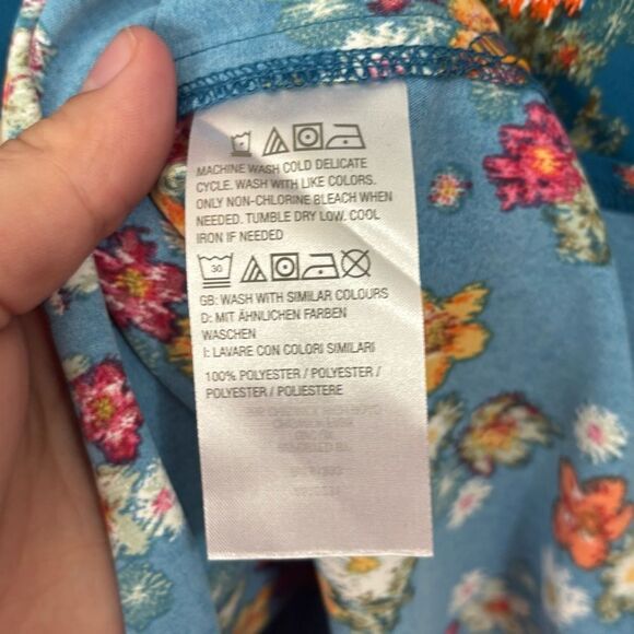 Joan Rivers Turquoise Blue Floral Button Down Blouse Size 2X - Picture 3 of 4